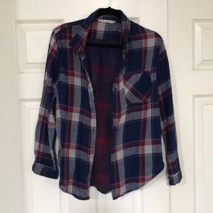 Plaid button down (blue and pink print)